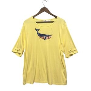 QVC Quacker Factory By Jeanne Bice Womens Size XL Studded‎ Bling Dolphin Blouse